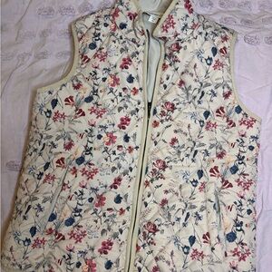 Coldwater Creek Cream and Red Floral Vest